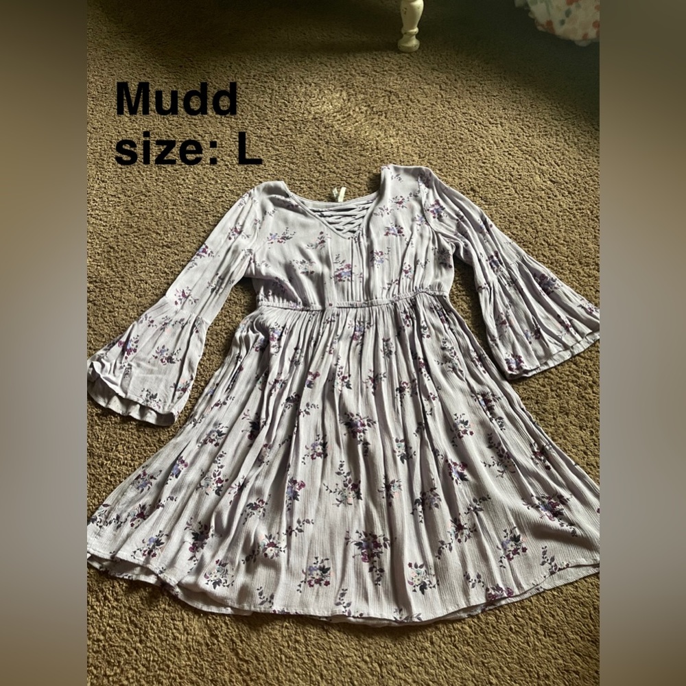 Mudd (from khols) Purple and Floral Long Sleeve Dress